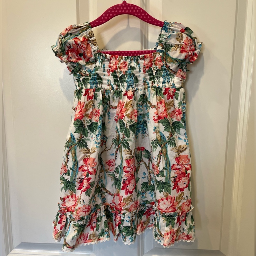 Janie and Jack Girls Smocked Tropical Print Dress, Size 18-24 Months